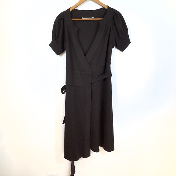 Diane Von Furstenberg Lauren 100% Wool Puff Short Sleeved Wrap Dress Sz 6 - Picture 8 of 16